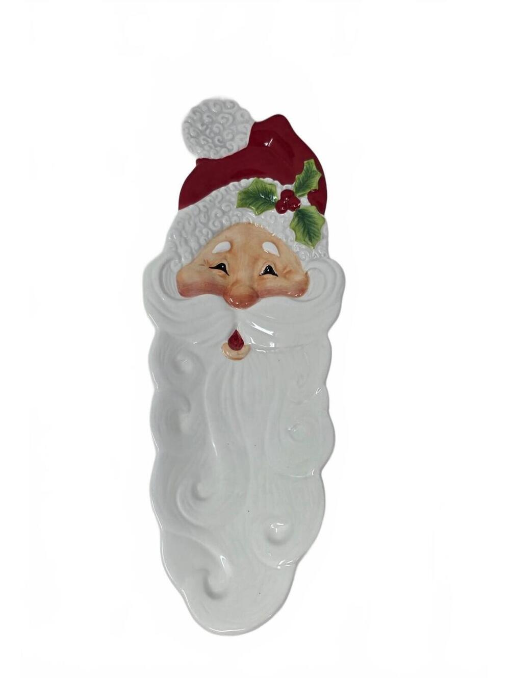 Fitz and Floyd Snack Therapy Santa Server Tray Christmas Dish in Box